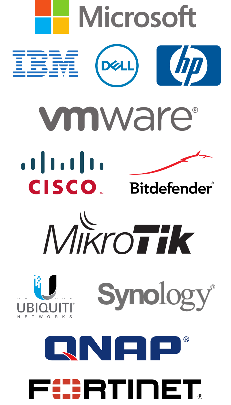 Microsoft VMware MikroTik Cisco Dell HP IBM Ubiquiti Bitdefender